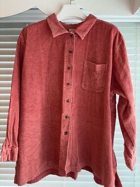 L.L. Bean Corduroy Button-Down Shirt Jacket in Rose